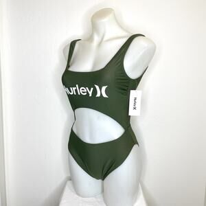 Hurley Monokini Cut Out One Piece Swimsuit Womens Medium Green